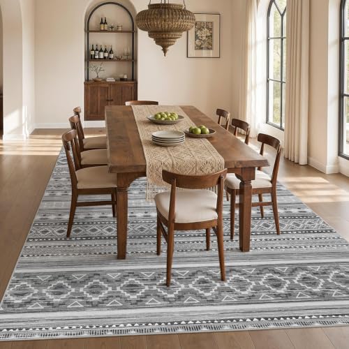 cotiled 6x9 Washable Area Rugs Living Room: Soft Lightweight Boho Rug - color: Beige Grey, size: 6' x 9' (Rectangular)