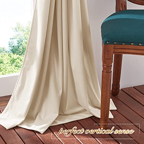 NICETOWN Beige Velvet Curtains 84 inch Long, 52" W x 84" L, 2 Panels - color: Beige, size: 52"W x 84"L (Pack of 2)