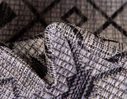 Unique Loom Outdoor Trellis Collection Area Rug - Tribal Trellis (3' 3" Round, Gray/ Black) - color: Gray/Black, size: 3'3" (Round)
