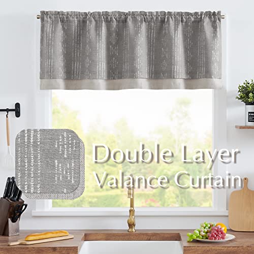jinchan Striped Valance 18 Inch Modern Boho 1 Panel Taupe Grey - color: Boho Taupe Grey, size: 50"W x 18"L (Pack of 1)