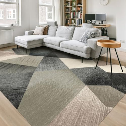 HOMFINE Washable Area Rug - Geometry Style Modern Rugs for Living Room, Bedroom, Machine Washable Rug Soft Non Slip Non Shedding Area Rug - Green, 8'x10' - color: Green, size: 8' x 10' (Rectangular)