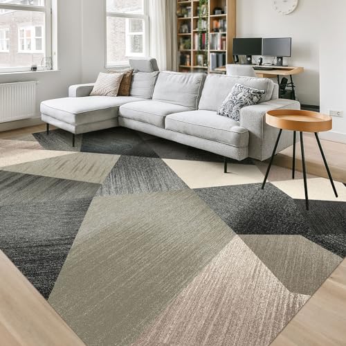 HOMFINE Washable Area Rug - Geometry Style Modern Rugs for Living Room, Bedroom, Machine Washable Rug Soft Non Slip Non Shedding Area Rug - Green, 8'x10' - color: Green, size: 8' x 10' (Rectangular)