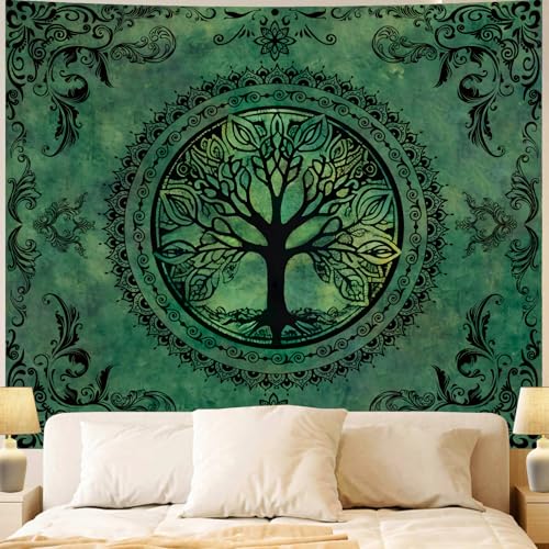 Green Boho Tapestry for Bedroom, Large Hippie Tree of Life Wall Tapestries - color: Green Tapestry, size: 60"L x 51"W