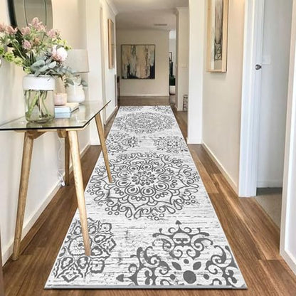 HEBE Hallway Runner Rug 3'x10', Washable Non Slip Kitchen Rug Runner - color: Grey, size: 3' x 10' (Rectangular)