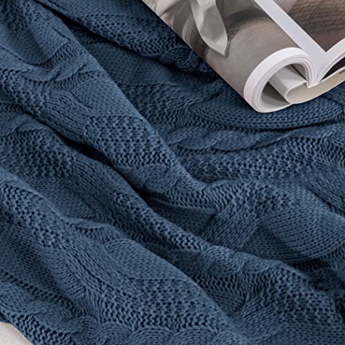 Aormenzy Knit Throw Blanket, Dark Slate Blue, 50" x 60" - color: Dark Slate Blue, size: 50" x 60"