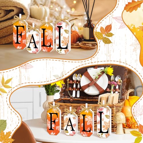 Britimes Fall Thanksgiving Tiered Tray Decor, 4 Pack, Wooden Table Sign - style: Maple Leaf Fall