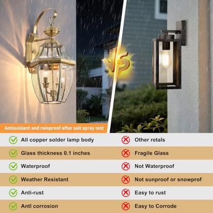 Solid Brass Outdoor Wall Light Fixtures, 20.5" - color: Antique Brass - 1 Pack, size: 20.5 inch