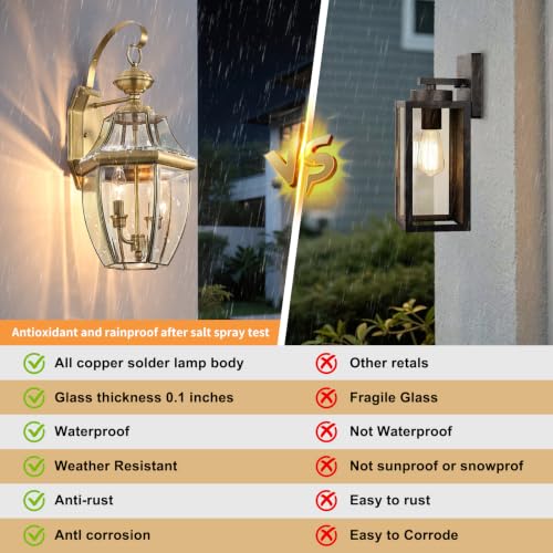 Solid Brass Outdoor Wall Light Fixtures, 20.5" - color: Antique Brass - 1 Pack, size: 20.5 inch