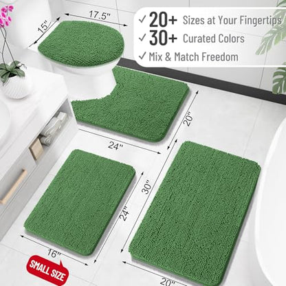 OLANLY Toilet Rugs U-Shaped 20x20, Soft Absorbent Chenille Contour Rugs - color: Olive Green, size: 20" X 20" Contour Rug