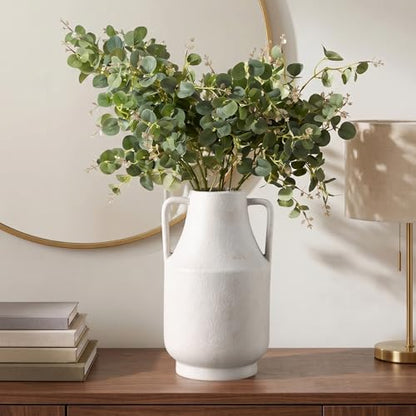 White Ceramic Vase with Handles, 11in White Flower Vases for Centerpieces - color: 1-white/10.7“