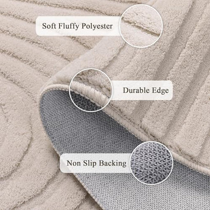 SHACOS Soft Cozy Fluffy Arch Pattern High-Low Pile Runner Rugs 2x10 Beige - color: Beige, size: 2'x10'