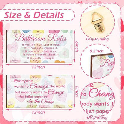 Jetec 2 Pcs Funny Bathroom Signs Wall Decor Farmhouse,Heart Style - style: Heart Style