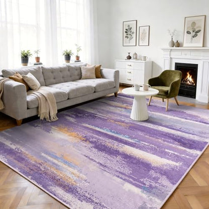 8x10 Area Rugs for Living Room, Modern Abstract Rugs Purple - color: Purple, size: 8' x 10' (Rectangular)