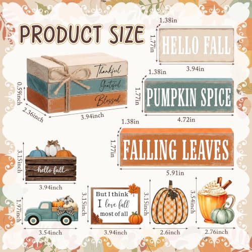 11 Pcs Fall Coffee Table Decor for Home, Wooden Pumpkin Spice Signs - style: Fall Farmhouse