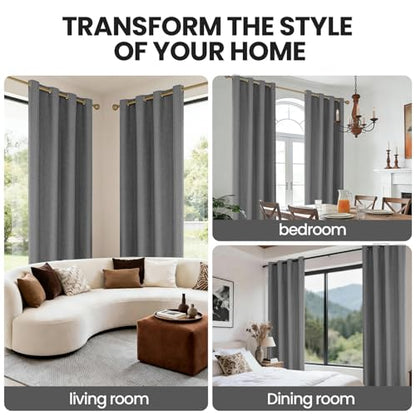 Faux Linen 100% Blackout Curtains, 42" W x 54" L (2 Panels) - color: Dark Grey, size: 42"W x 54"L (Pack of 2)