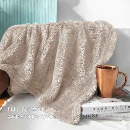 Exclusivo Mezcla Fuzzy Large Fleece Throw Blanket for Couch, Camel - color: Camel, size: 50x70 IN