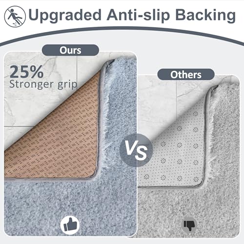 Toilet Rugs U-Shaped 24"x20", Absorbent Contour Bath Rug - color: Blue Grey, size: 24" x 20"(U-Shape)