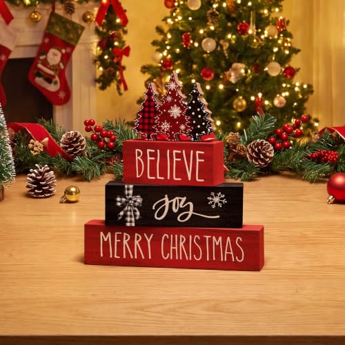 Smile 4 Pcs Merry Christmas Signs, Wooden Tabletop Decor - style: Christmas Tree