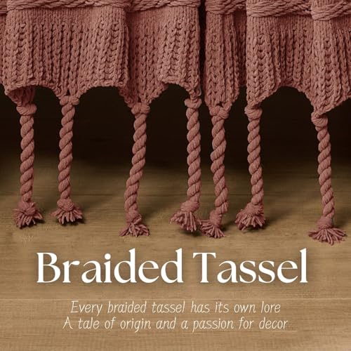 Boho Knitted Chenille Blanket with Tassels - Lightweight & Soft All-Season Throw - 3D Classic Pattern for Living Room Bedroom Couch, Clay Brown, Twin 60"x80" - color: Clay Brown, size: Twin