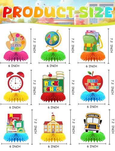 Back to School Table Decorations, 9 Pcs Welcome Back to School centerpieces - style: Back to School