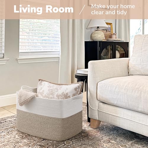 Goodpick 50L Large Woven Storage Basket, 18" x 14" x 12", Light Brown - color: Light Brown, size: 18"L x 14"W x 12"H