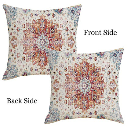 Boho Throw Pillow Covers 16x16 Orange and Blue Teal Ethnic Pillows - color: Boho, size: 16" x 16" (Pack of 2)