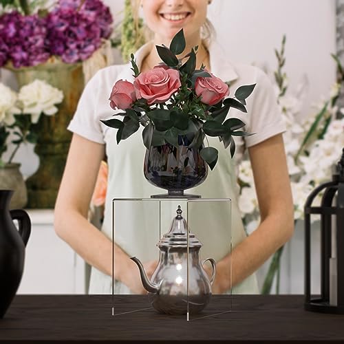Marketing Holders 2 Pack Acrylic Riser Display Stand Tall Platform Clear 6" x 8" Tabletop Pedestal for Collectible Merchandise Figures and Figurines - size: 6"W x 8"H