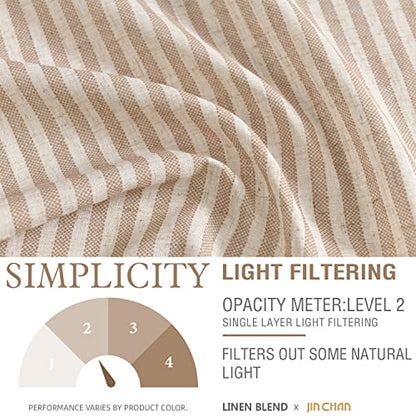 jinchan Linen Boxter Stripe Valances for Window 50 x 16 inch, Tan,1 Panel - color: Boxter Stripe | Tan on Linen, size: 50"W x 16"L (Pack of 1)
