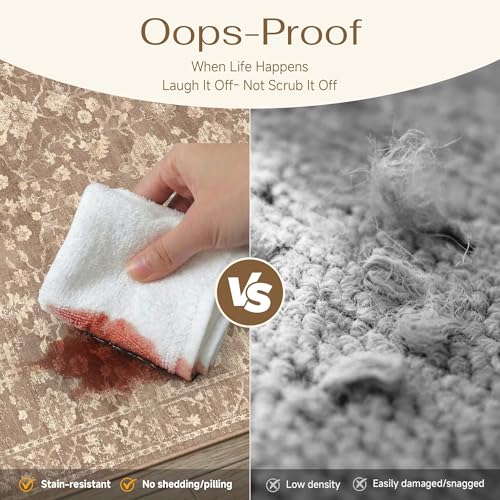HUGEAR 2x6 Brown Neutral Runner Rugs Washable Rug Carpet - color: Brown, size: 2' x 6' (Runner)