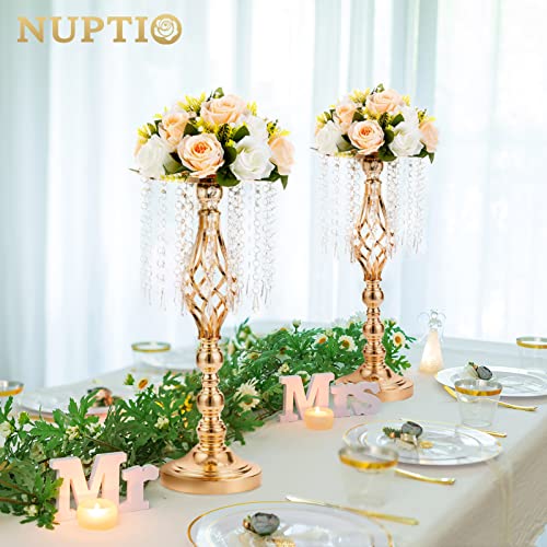 NUPTIO Tall Centerpiece for Wedding Table, Gold, 19.3" Tall, 10 Pcs - color: Gold, size: Medium - 10 Pcs