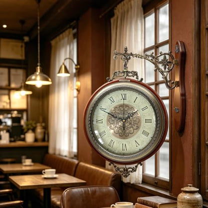 Homestia Double Sided Wall Clock Vintage Style Silent Non-Ticking Clock - size: Double Sided - 13 Inch