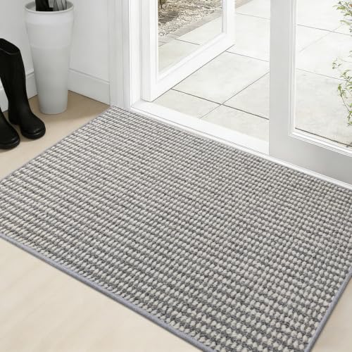 Dirt Trapping Door Mat 24"x36", Grey & White Faux Jute Entryway Rug - color: Grey & White, size: 2' x 3' (Rectangular)