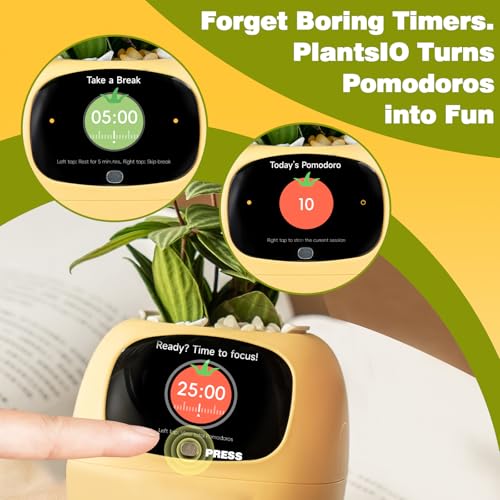 PLANTSIO Smart Plant Pot with Screen, 80ml Self-Watering Planter Yellow - color: Yellow