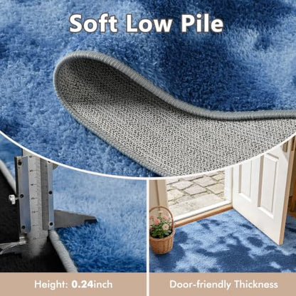 2x8 Tie-dye Dark Teal Runner Rug Washable Non-Slip for Kitchen Hallway - color: 20 Tie-dye Dark Teal, size: 2' x 8' (Runner)