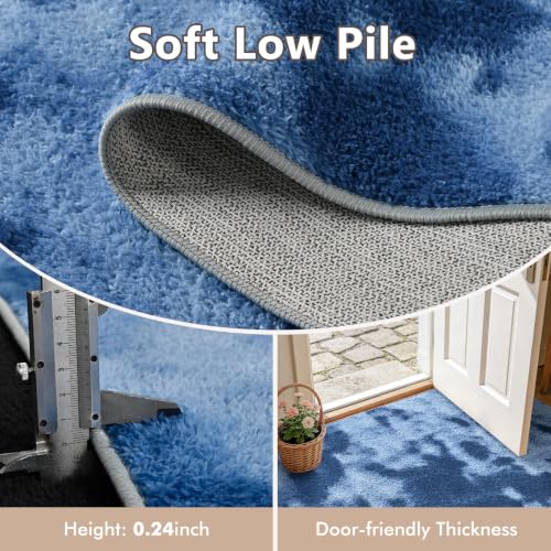 2x6 Tie-dye Dark Teal Runner Rug Washable Non-Slip for Kitchen Hallway - color: 20 Tie-dye Dark Teal, size: 2' x 6' (Runner)