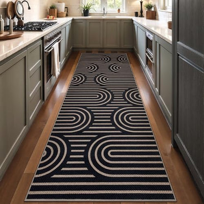 Tangsoo Easy Jute 2.6x10 Hallway Rug,Indoor Washable Non-Slip Runner Rugs - color: Black Six Rainbow, size: 2'6" x 10'(Runner)