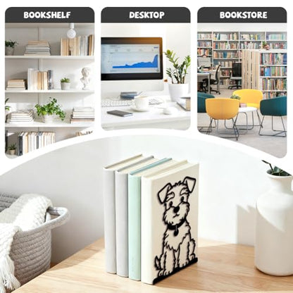 Peacoblue 5.3"x4.3"x7.9" Metal Bookends, Heavy Duty Book Ends for Shelves - style: Cute Shanari Dog