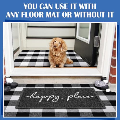 Geelin 2 Pcs Happy Place Doormat, Black and White Buffalo Plaid Rug Set - style: Happy Place