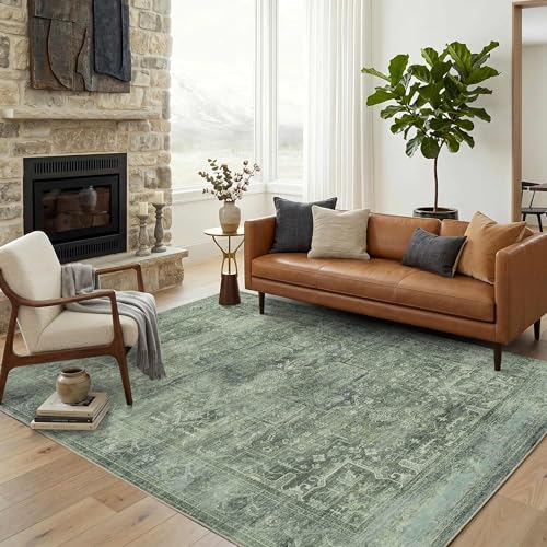 5x7 Washable Boho Area Rug, Non-Slip Teal Bedroom Nursery Carpet - color: Teal, size: 5' x 7' (Rectangular)