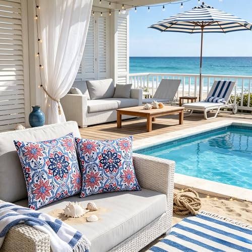 JMGBird Outdoor Throw Pillow Outdoor Patio Pillows for Couch - color: Clark Blue