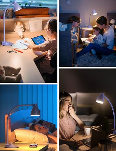 BOHON LED Desk Lamp with USB Charging Port, 3 Color Modes Dim, Lilac Purple - color: Lilac Purple