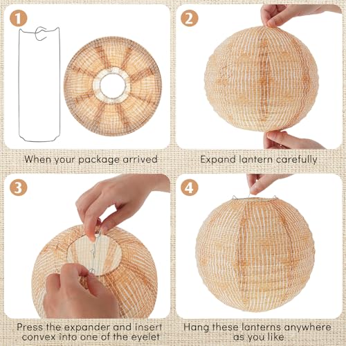 Hortsun 12 Pcs Print Burlap Paper Lanterns Classroom Decor,8/10/12 Inch - size: 8/10/12 Inch