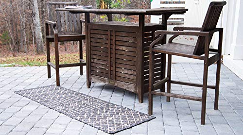 Unique Loom Outdoor Trellis Collection Area Rug - Tribal Trellis (2' x 6' 1" Runner, Charcoal Gray/ Natural) - color: Charcoal Gray/Natural, size: 2' x 6'1" (Runner)