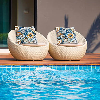 JMGBird Outdoor Throw Pillows Waterproof Outdoor Pillow Covers with Inserts - color: Blue Pattern