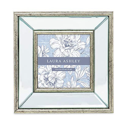 Laura Ashley 4x4 Silver Beveled Mirror Picture Frame Tabletop & Wall Mount - color: Silver, size: 4x4