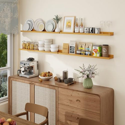 Axeman Picture Ledge Shelf, 36 Inch Oak Floating Shelves Set of 4 - color: Oak, size: 36 Inch