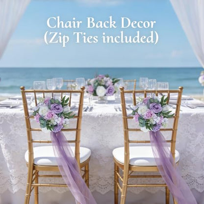 Flower Centerpieces for Wedding Tables: Purple and White, 10Pcs - color: Purple & White, size: 10 PCS