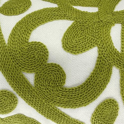 Alysheer Boho Embroidered Lumbar Throw Pillow Cover 12"x 20",1pc Chartreuse - color: Chartreuse Green, size: 20" x 12" (Pack of 1)