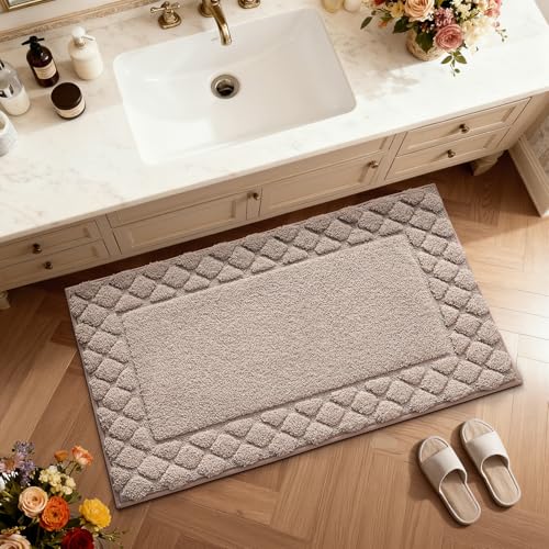 LUMI Bathroom Rugs 24x36, Non Slip Bath Mats, Absorbent Quick Dry, Brown - size: 24"x36"