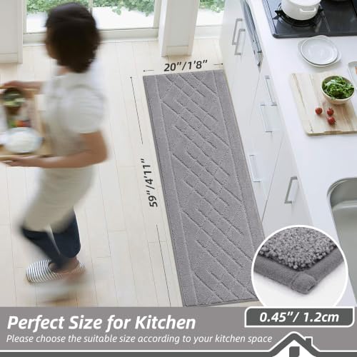 BEQHAUSE Kitchen Runner Rug Non Slip Kitchen Rugs, 20" x 59", Grey - color: Grey, size: 20" X 59"